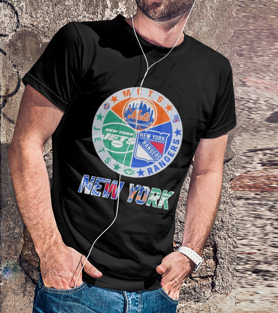 New York Mets Jets Rangers Logo Collaboration T-Shirt