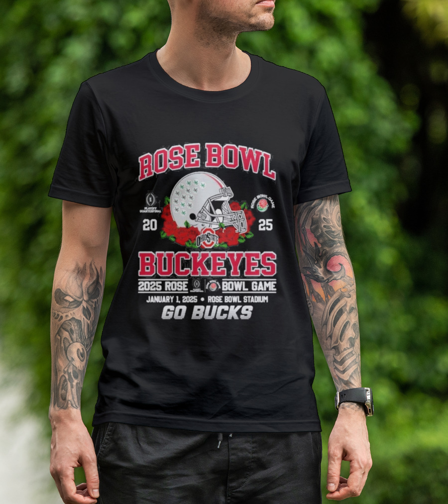 Ohio State Buckeyes Playoff Rose Bowl Game 2025 January 1 Rose Bowl Stadium Go Bucks T-Shirt