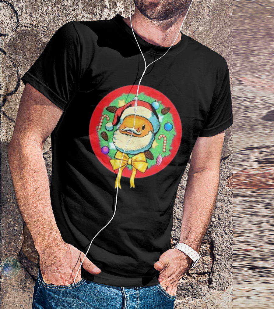 The Why Files Happy Holidays Santa Fish With Christmas Wreath And Candy Canes T-Shirt