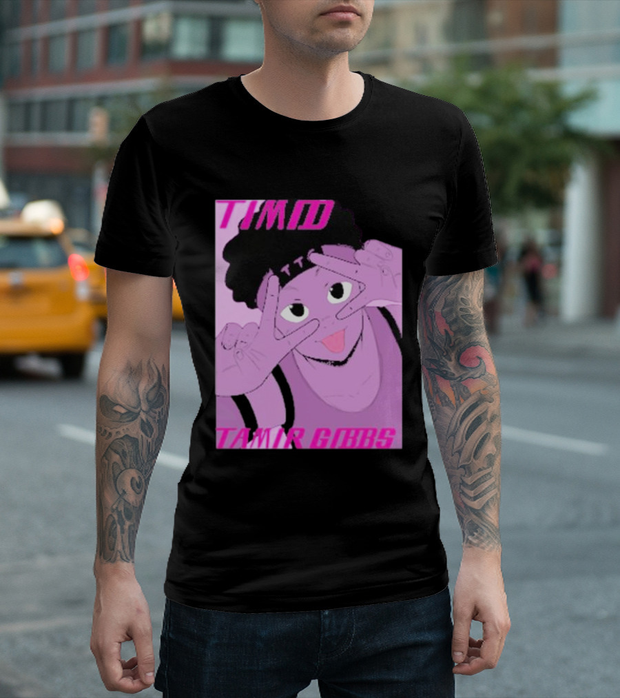 Timid Tamir Gibbs TTG V2 Purple Cartoon Character Pose T-Shirt