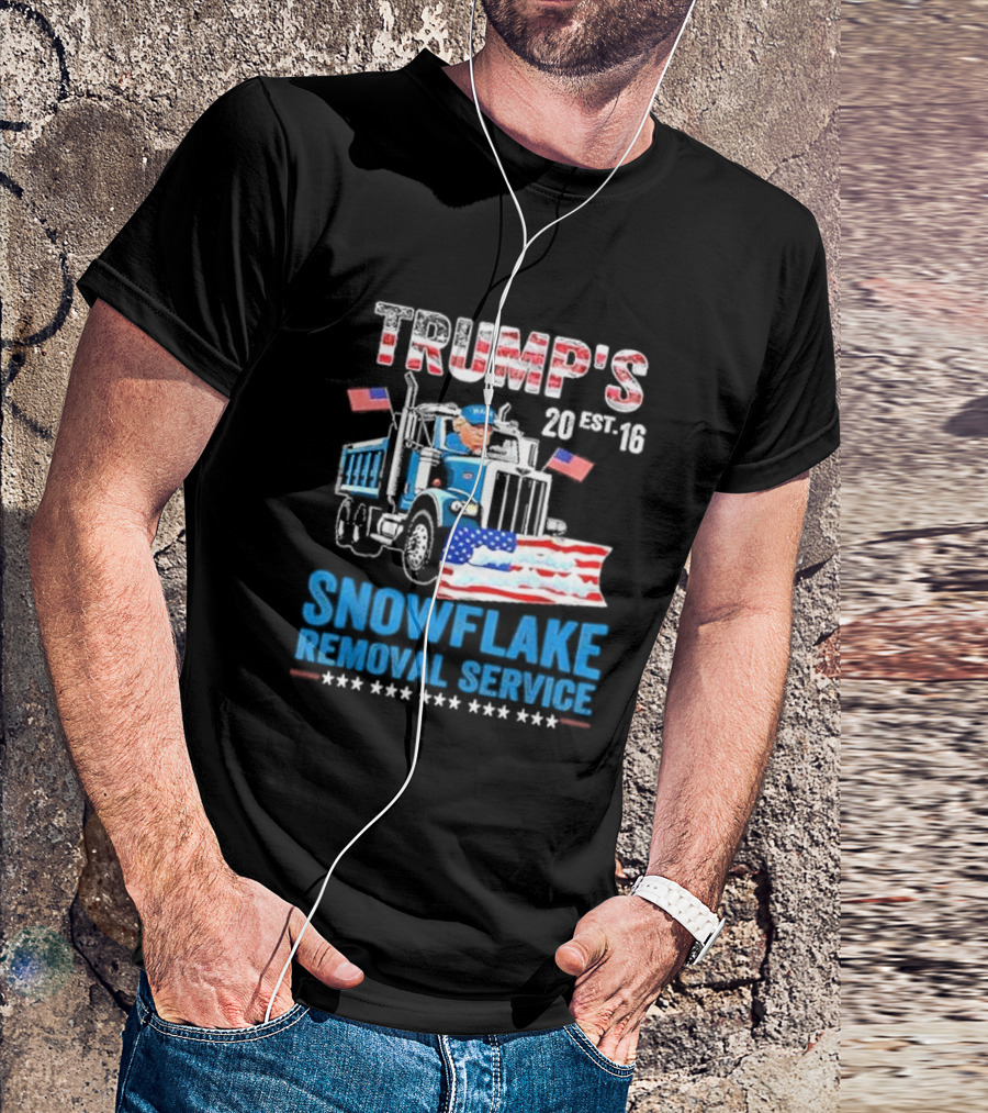 Trump's Snowflake Removal Service 20 Est. 16 Patriotic Truck With Flags And Stars T-Shirt