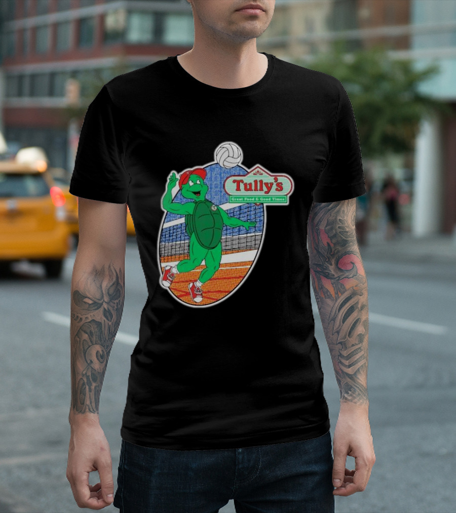 Tully’s Volleyball Great Food and Good Times Turtle Player T-Shirt