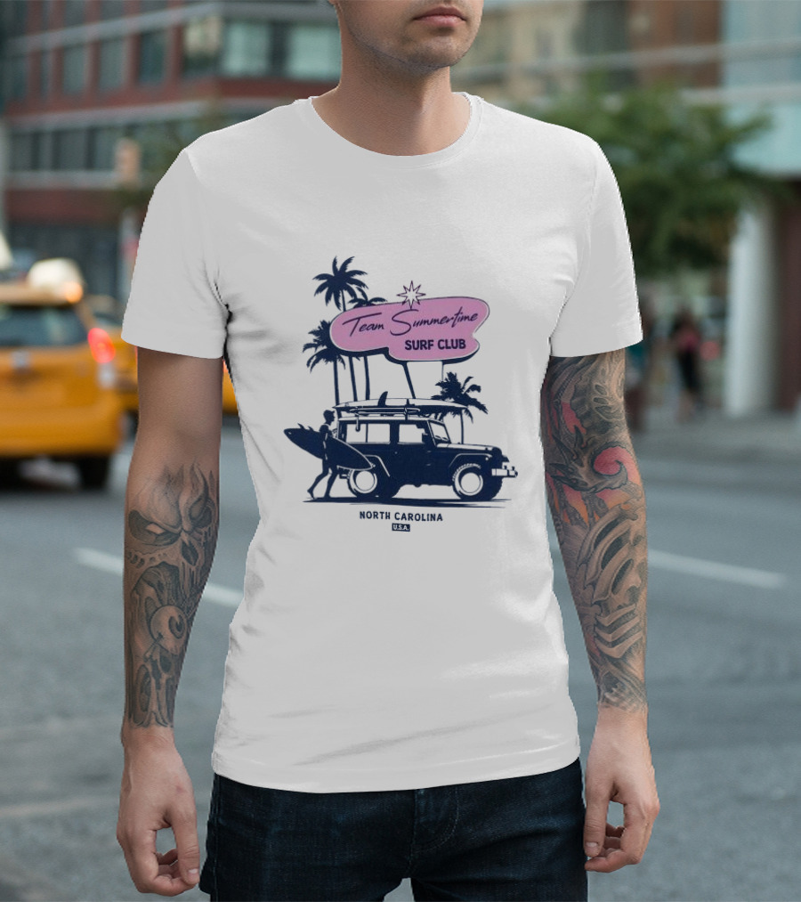 Team Summertime Surf Club Jeep Adventure North Carolina USA T-Shirt