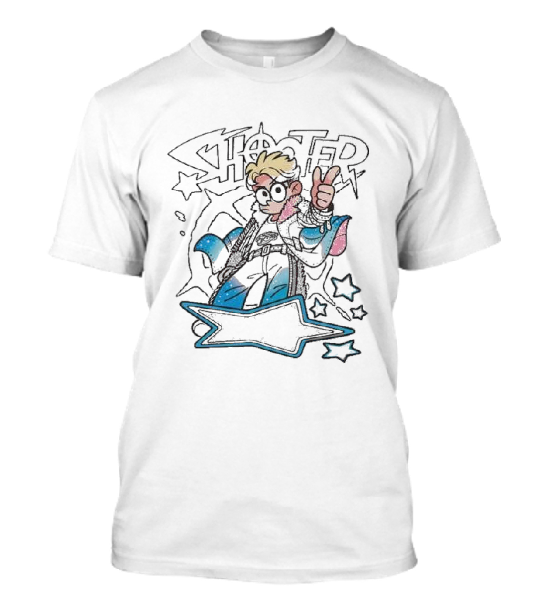 Umino Shota X Nielsen Shooter Collaboration Stars And Peace Sign T-Shirt