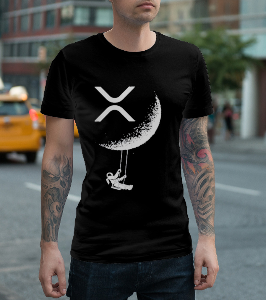 X-Moon Astronaut Swinging Beneath Lyndsey Wearing's Symbolic T-Shirt
