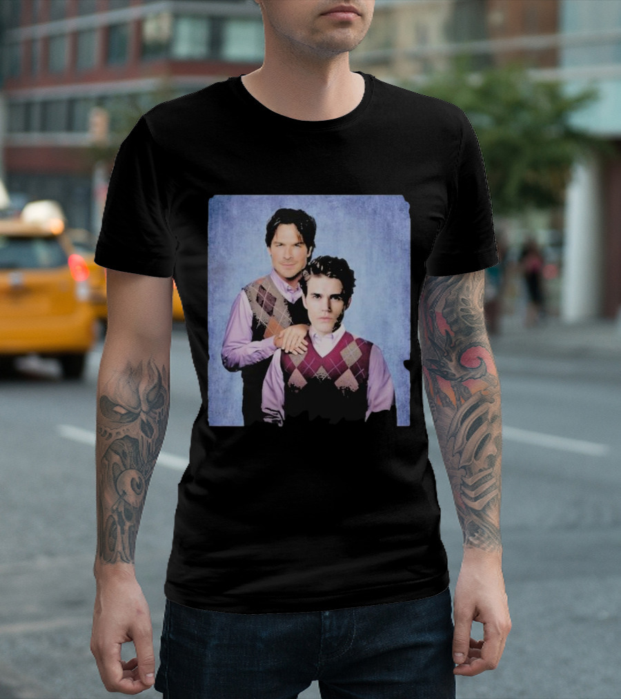 Paul Wesley Ian Somerhalder Step Brothers Parody Argyle Sweater Duo T-Shirt