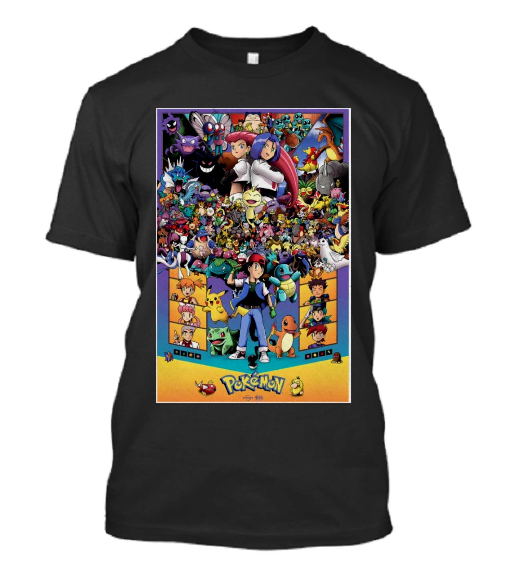 Pokémon Characters And Team Rocket Group Collage Poster 24 Bell T-Shirt
