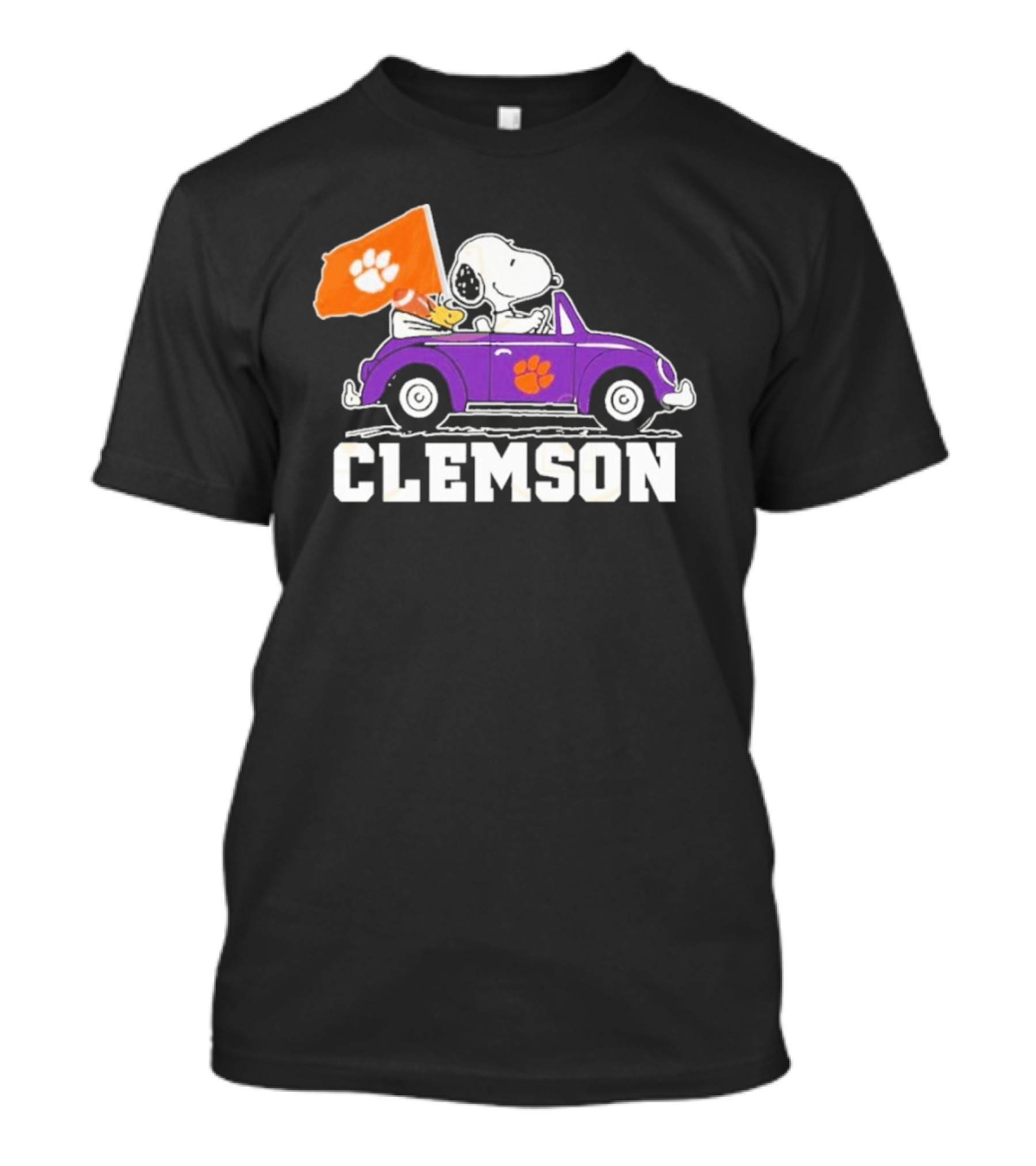 Snoopy Clemson Tigers Friendly Drive With Paw Flag T-Shirt