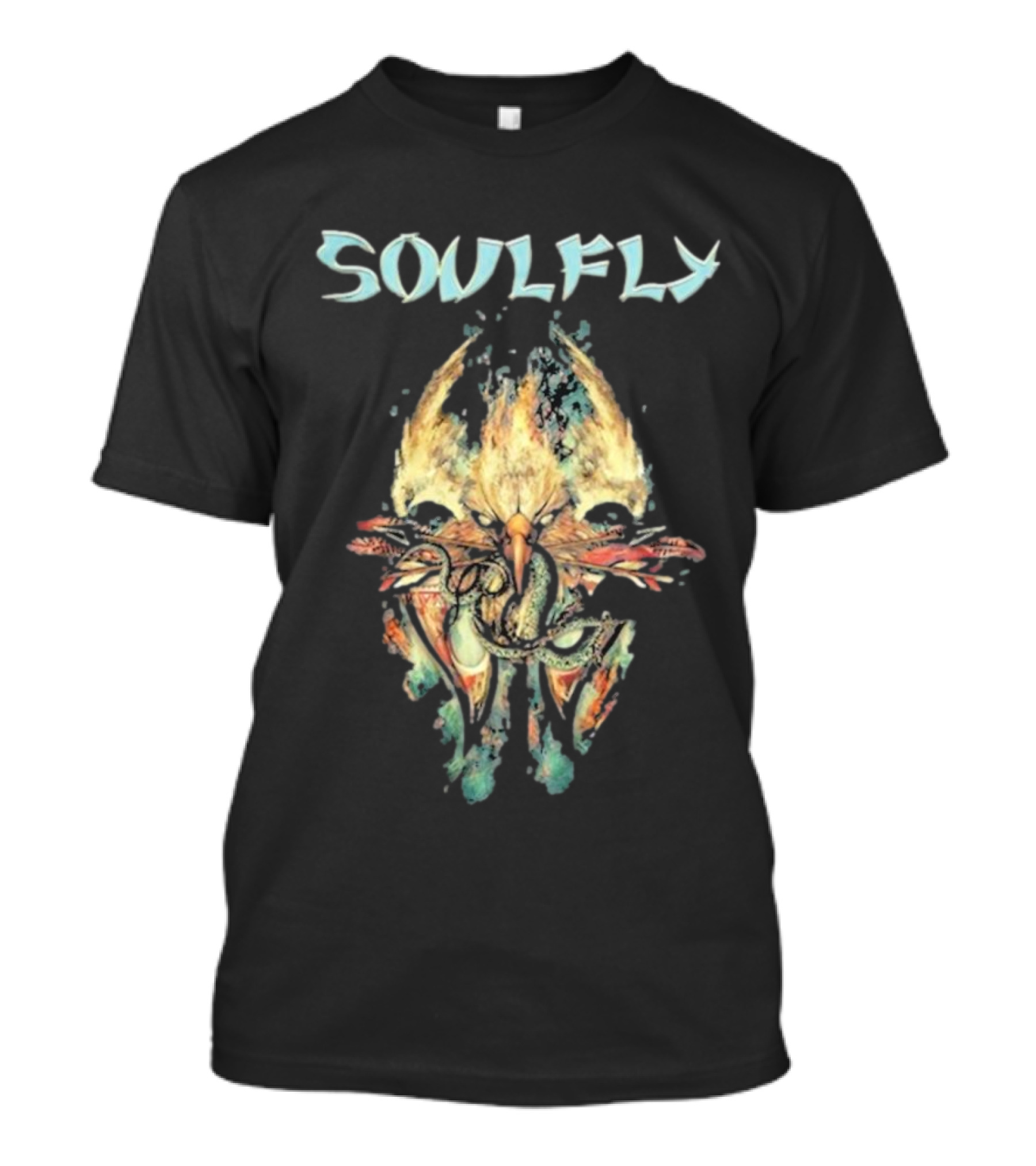 Soulfly Eagle 2024 Flaming Serpent Warrior Skull T-Shirt