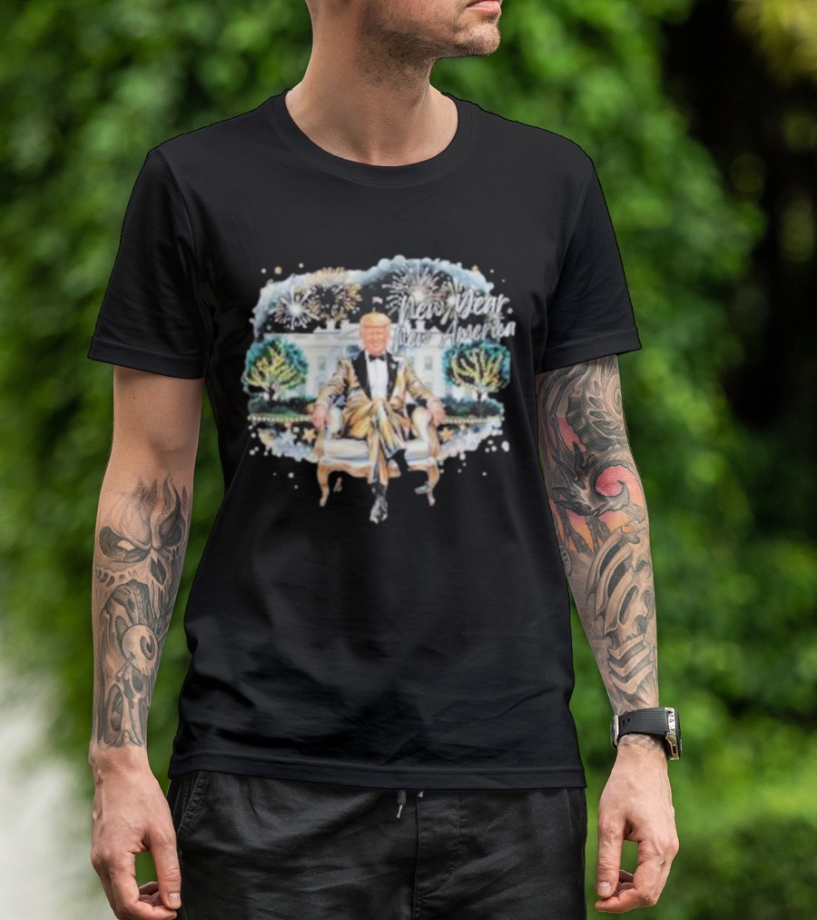 Trump 2025 New Year New America Fireworks White House T-Shirt