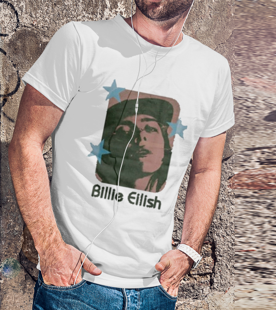 Billie Eilish Vintage Portrait With Stars T-Shirt
