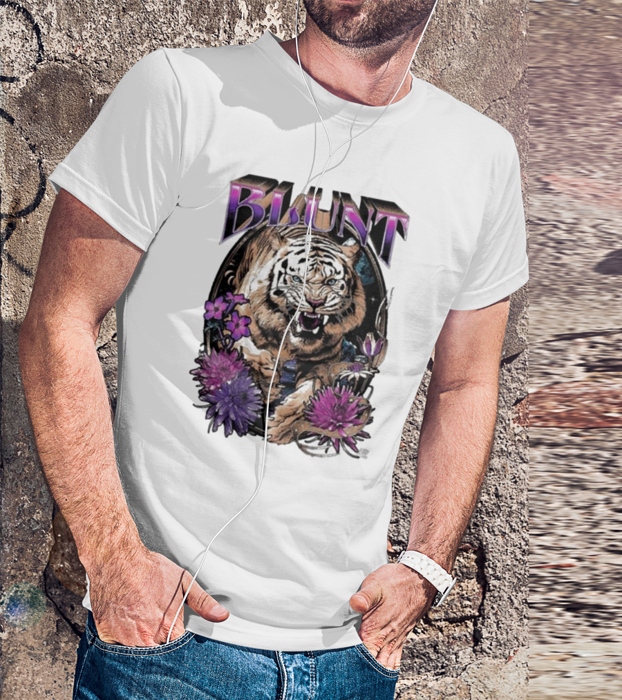 BLunt Fierce Tiger With Flowers T-Shirt