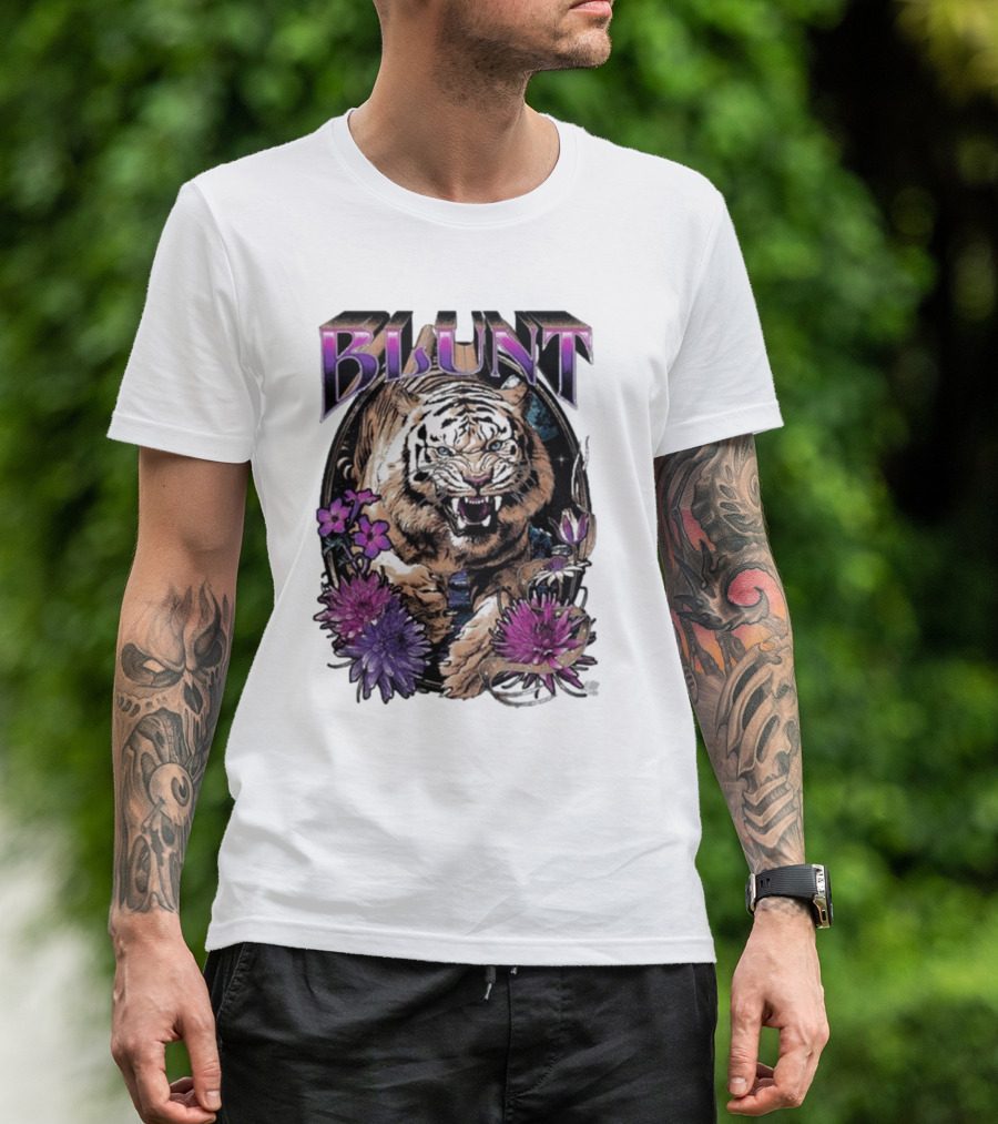BLunt Fierce Tiger With Flowers T-Shirt