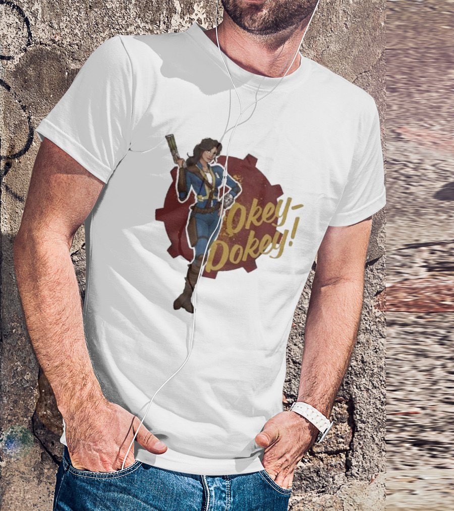 Spartan117gw Lucy Okey Dokey Fallout Vault Suit Gear Iconic Pose T-Shirt