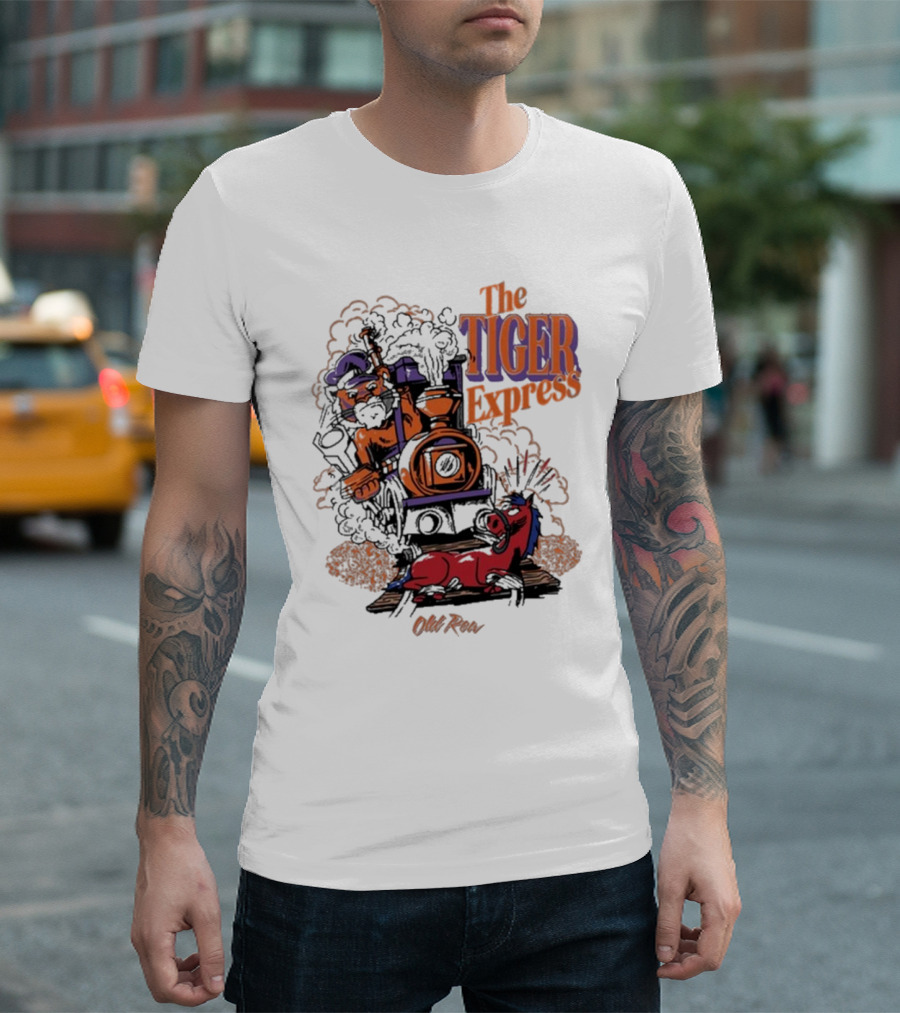 The Tiger Express Old Row Tiger Engineer With Train and Horse T-Shirt