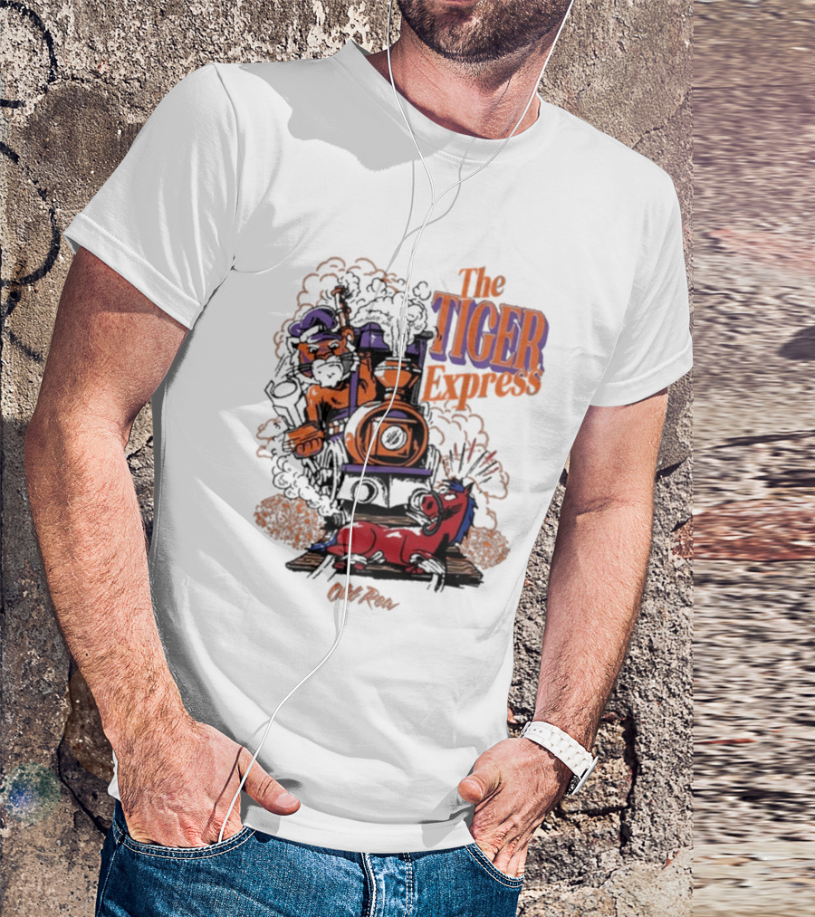 The Tiger Express Old Row Tiger Engineer With Train And Horse T-Shirt