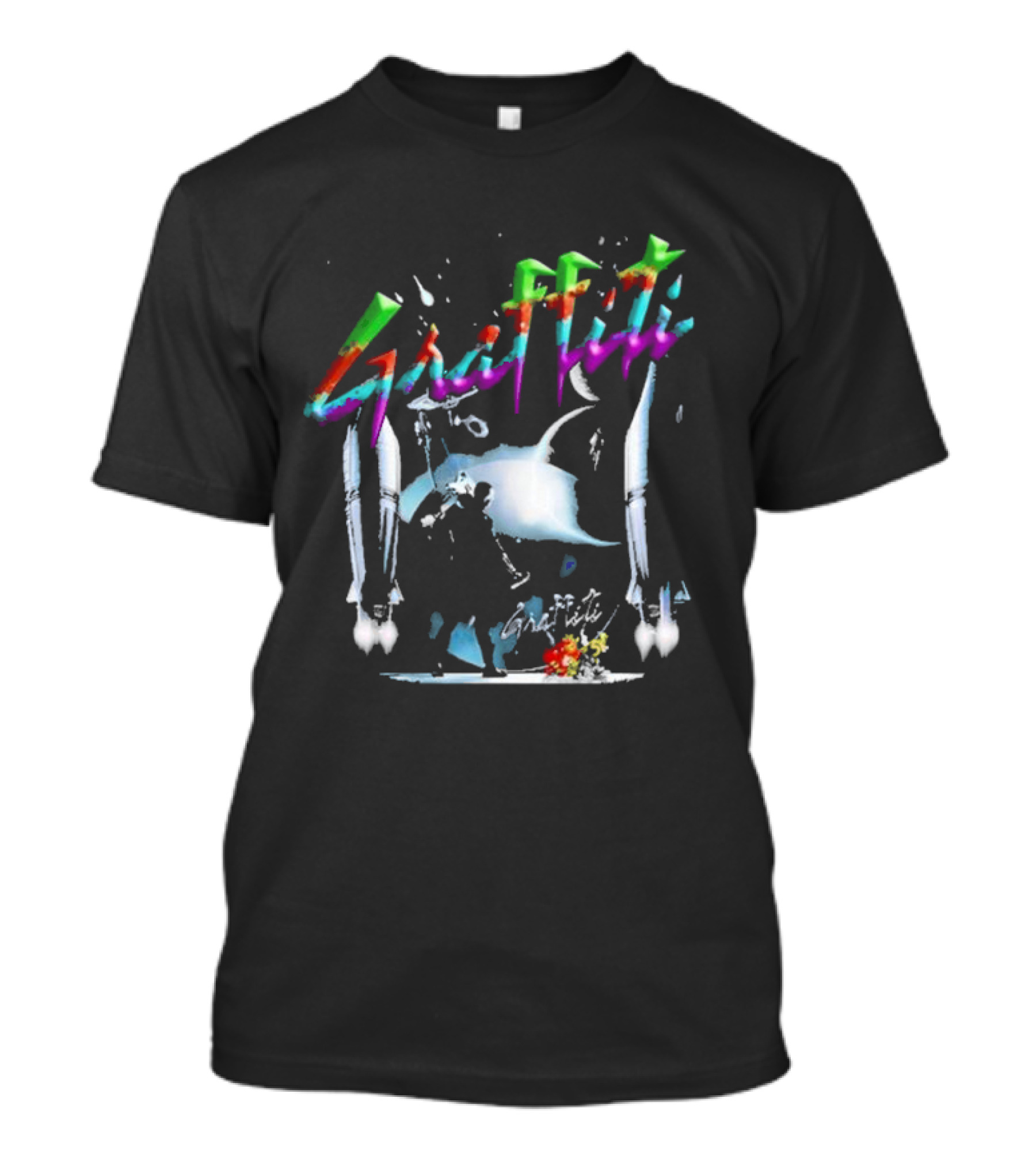 Chris Brown Graffiti 15 Year Anniversary Vibrant Space Graffiti With Rockets And Moon Scene T-Shirt
