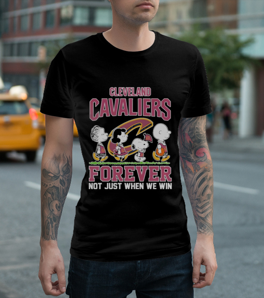 Cleveland Cavaliers Forever Not Just When We Win Peanuts Characters Walking Basketball Retro T-Shirt