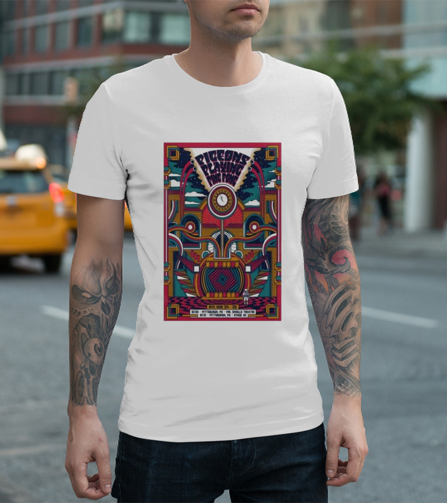 Pigeons Playing Ping Pong New Year's Run 2023-2024 Mr. Smalls Theatre Stage Pittsburgh PA T-Shirt