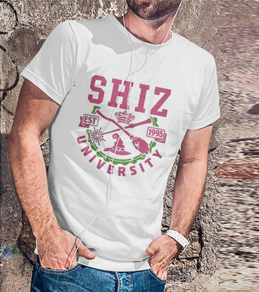 Shiz University Est 1995 Wicked Broom Wand Crown Hat Crest T-Shirt
