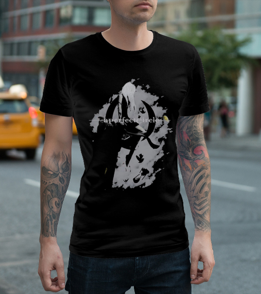 A Perfect Circle Grunge Style Angel Figure with Crescent T-Shirt