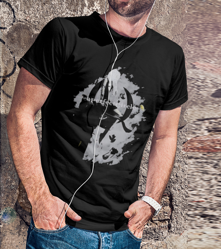 A Perfect Circle Grunge Style Angel Figure With Crescent T-Shirt