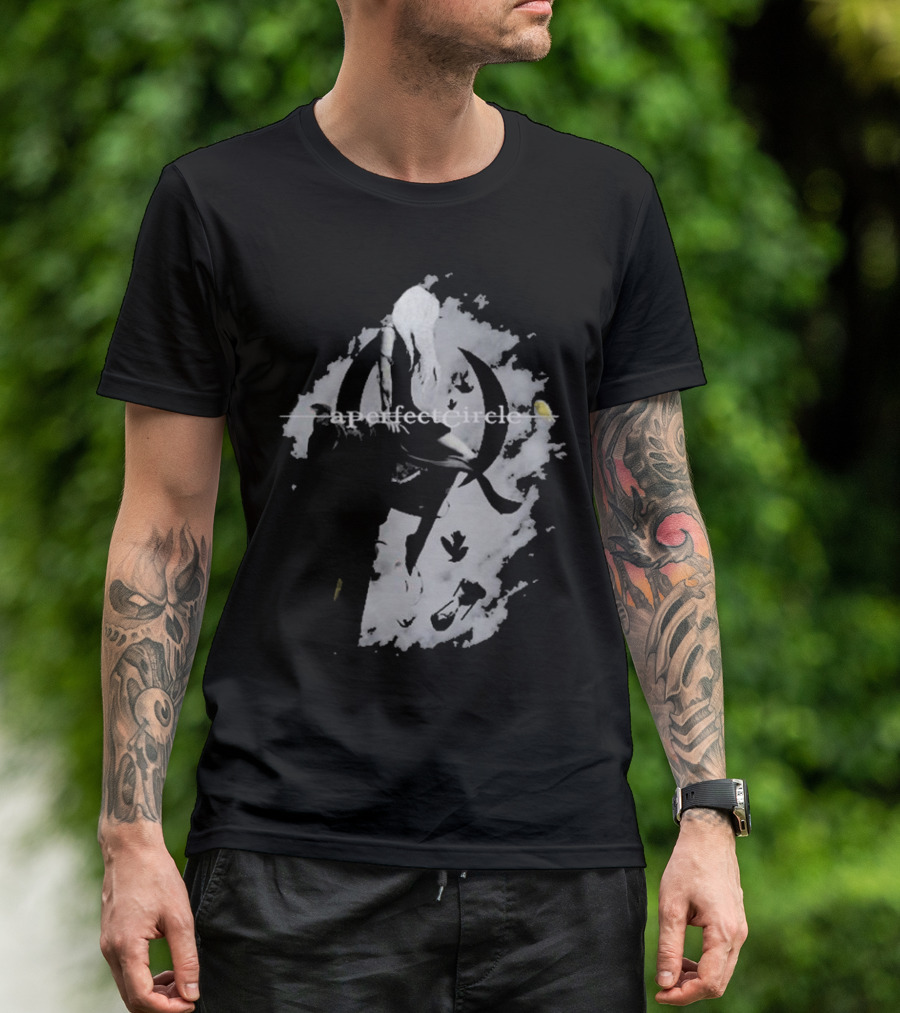 A Perfect Circle Grunge Style Angel Figure With Crescent T-Shirt