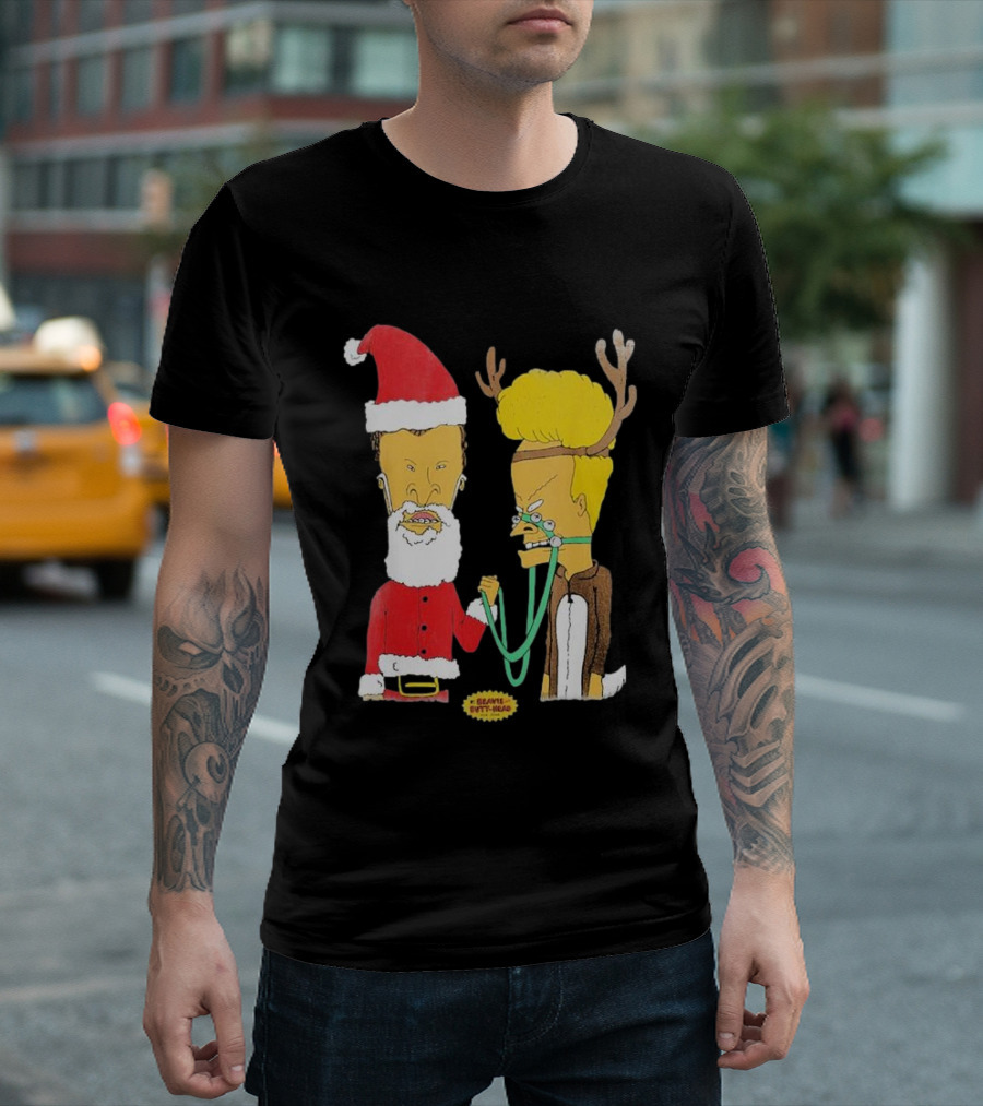Beavis and Butt-head Santa and Reindeer Christmas T-Shirt