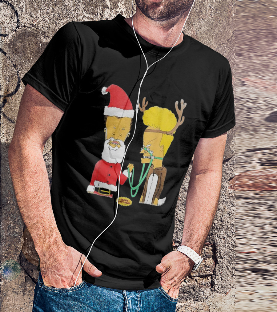 Beavis And Butt-head Santa And Reindeer Christmas T-Shirt