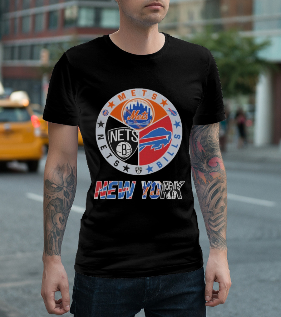 Brooklyn Nets New York Mets Buffalo Bills New York Fan Gear T-Shirt