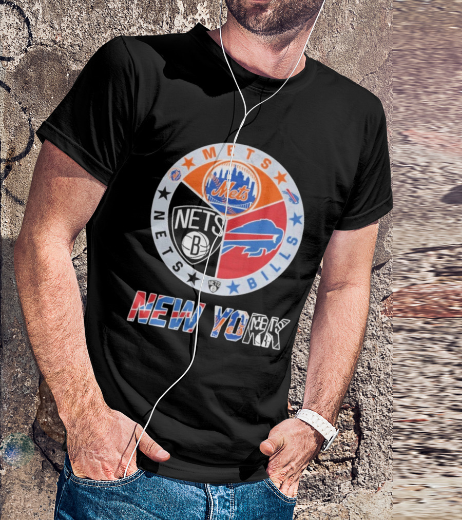 Brooklyn Nets New York Mets Buffalo Bills New York Fan Gear T-Shirt