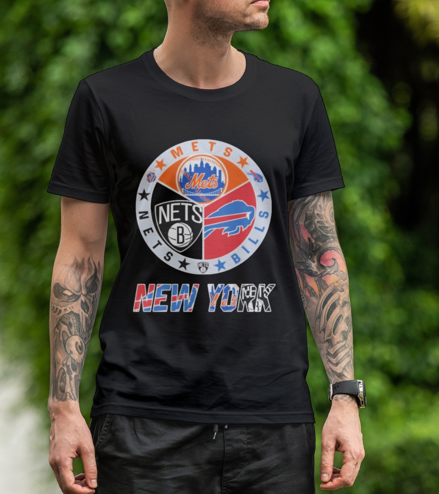 Brooklyn Nets New York Mets Buffalo Bills New York Fan Gear T-Shirt