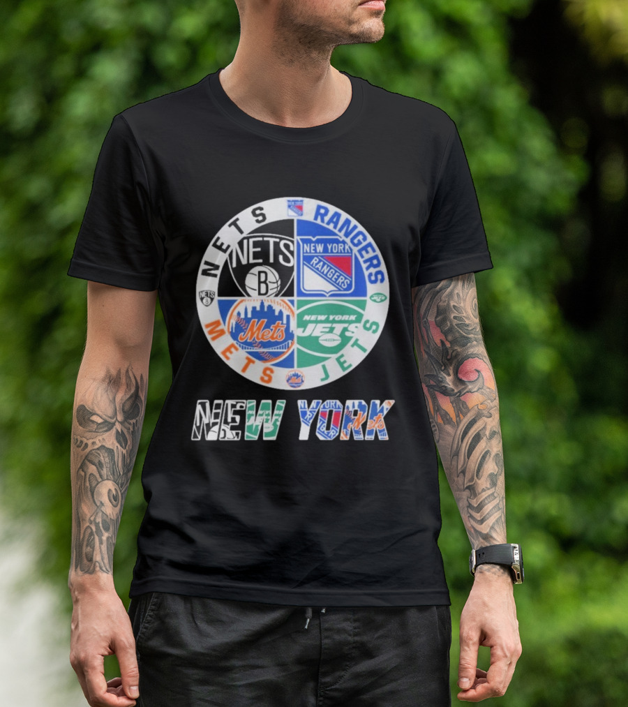 Brooklyn Nets New York Rangers Jets Mets New York T-Shirt