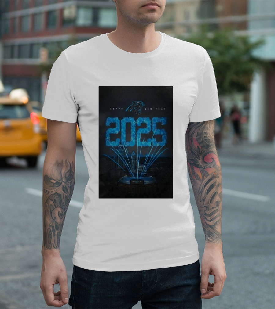 Carolina Panthers Happy New Year 2025 T-Shirt