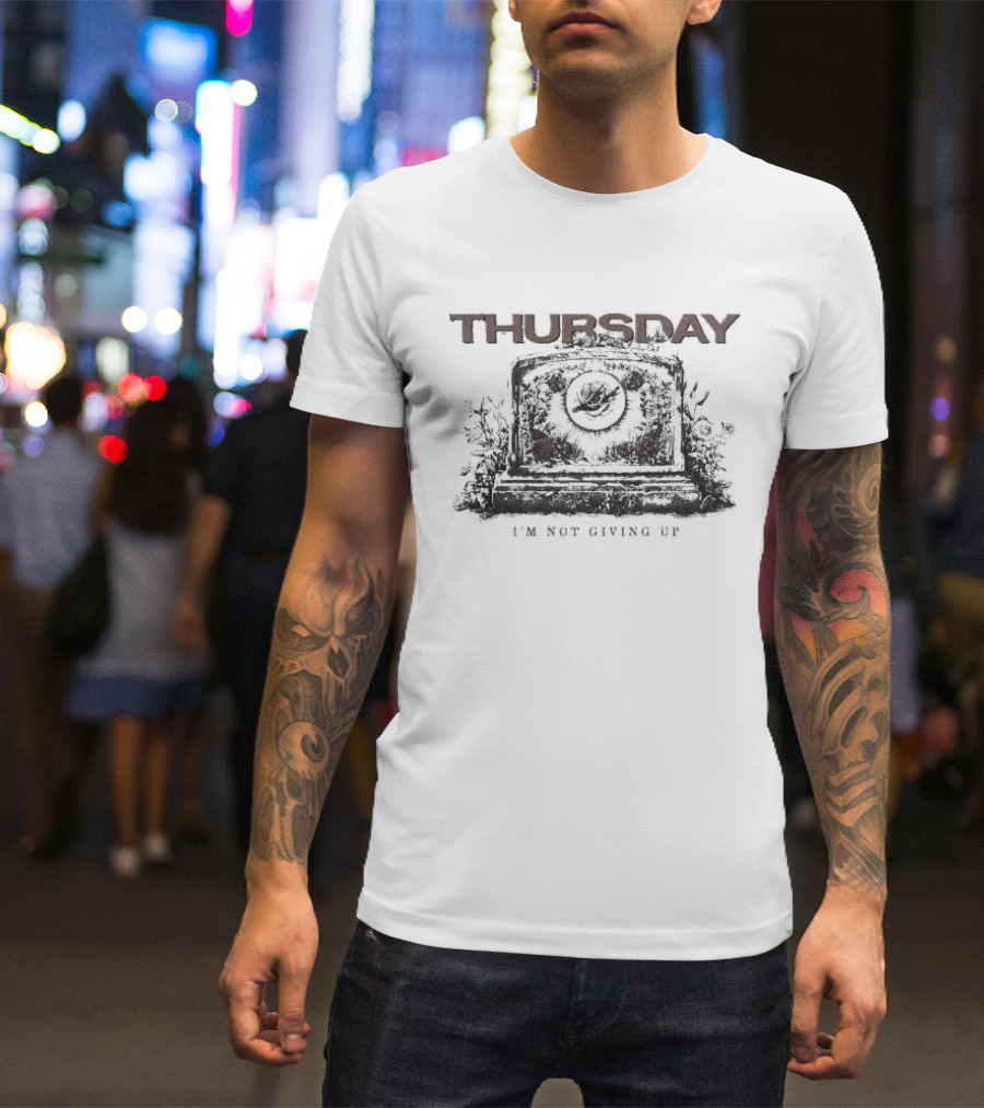 Thursday I'm Not Giving Up Gravestone Red Roses Khaki T-Shirt