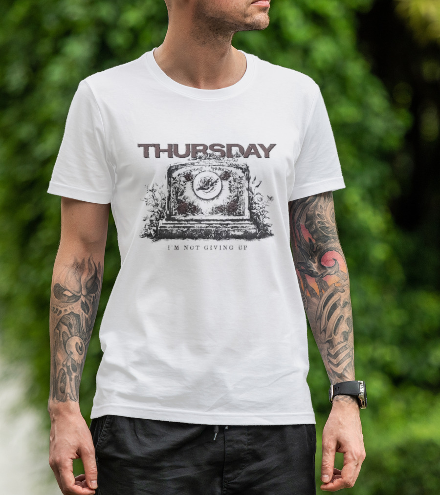 Thursday I'm Not Giving Up Gravestone Red Roses Khaki T-Shirt