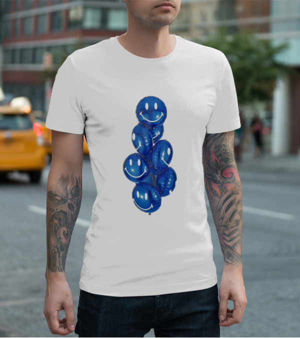 Smiley Celebration Blue Balloons T-Shirt