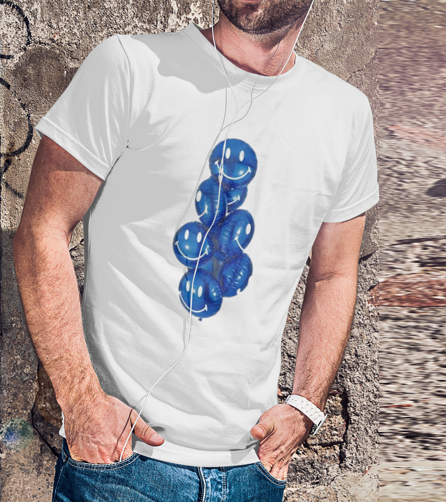 Smiley Celebration Blue Balloons T-Shirt