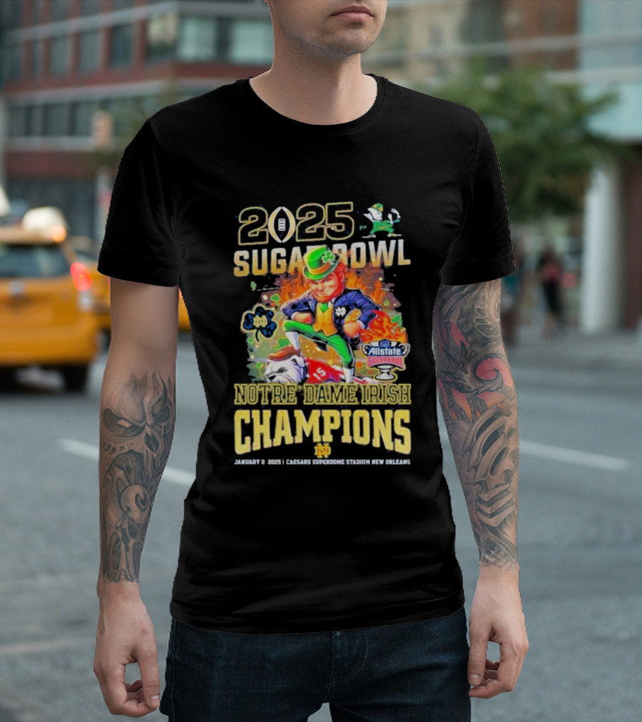 2025 Sugar Bowl Notre Dame Irish Champions January 2 Caesars Superdome New Orleans T-Shirt