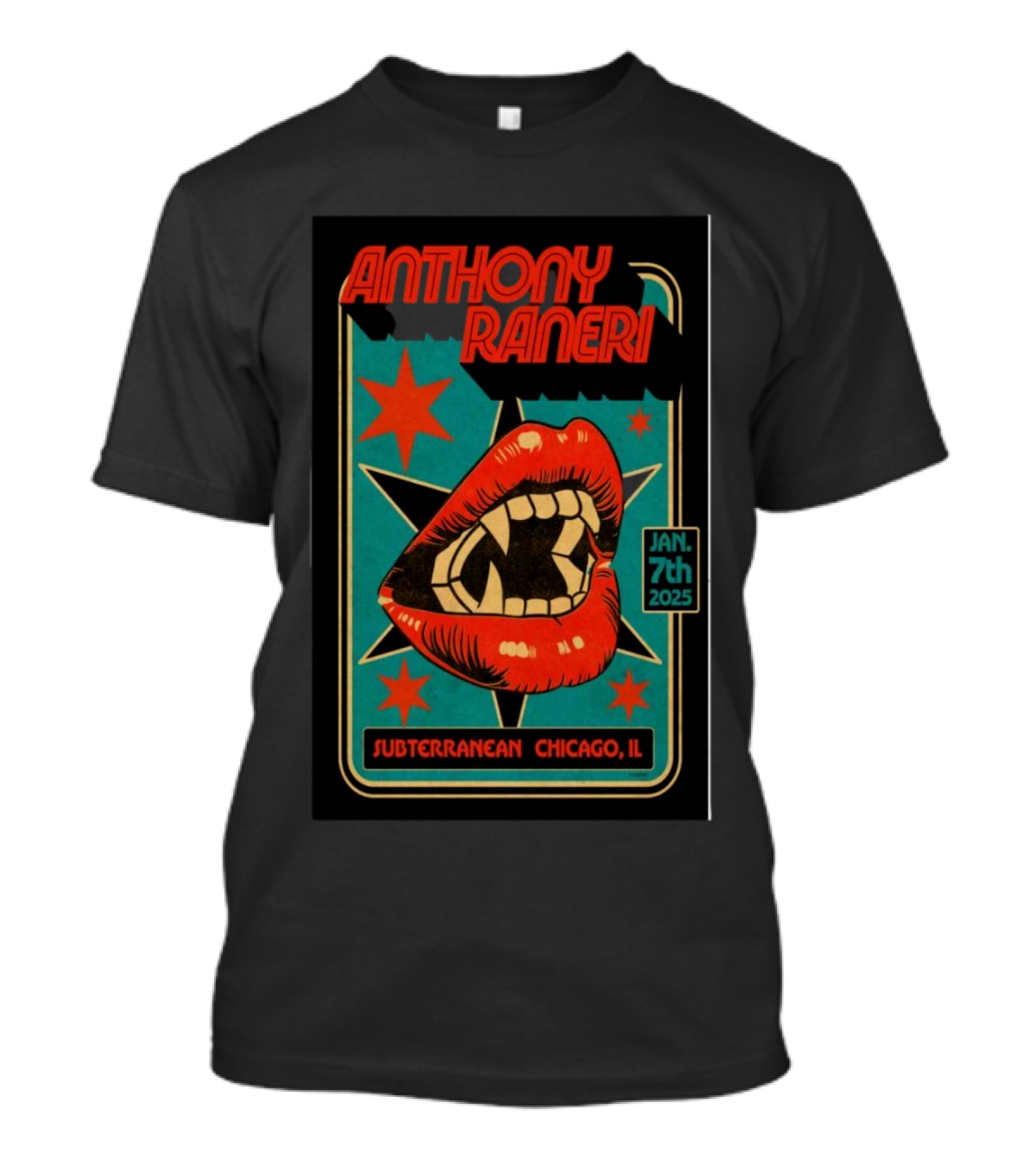 Anthony Raneri Subterranean Chicago IL Jan 7 2025 Tour Vintage Lip Art Retro Stars T-Shirt