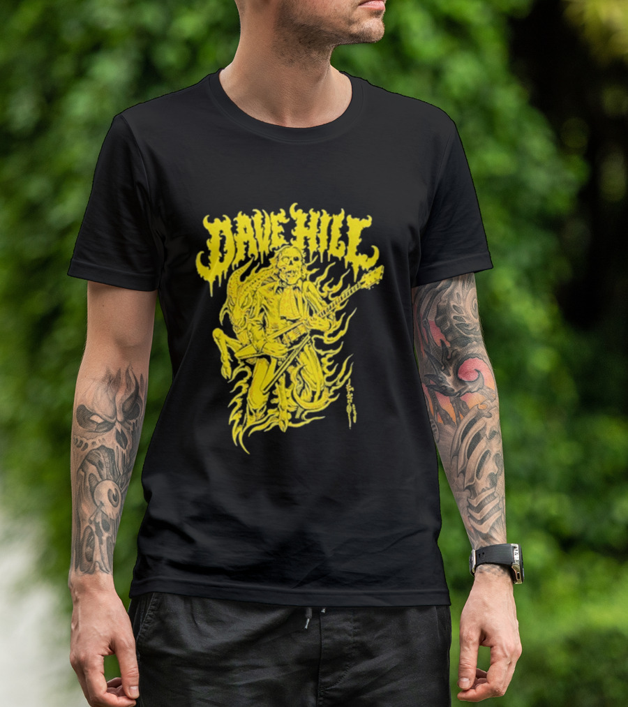 Dave Hill Skullface Yellow Flame Guitar Art By Tim Lehi T-Shirt