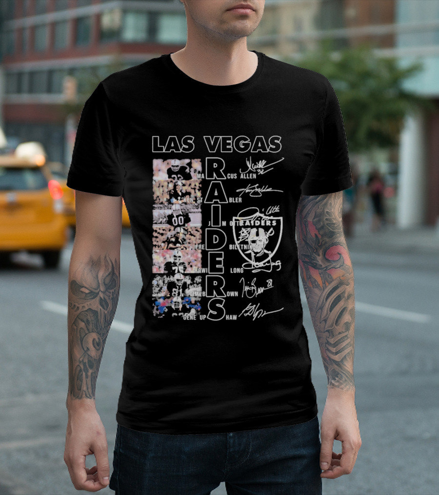 Las Vegas Raiders Marcus Allen Ken Stabler Fred Biletnikoff Howie Long Tim Brown Gene Upshaw Signature Football Legends T-Shirt