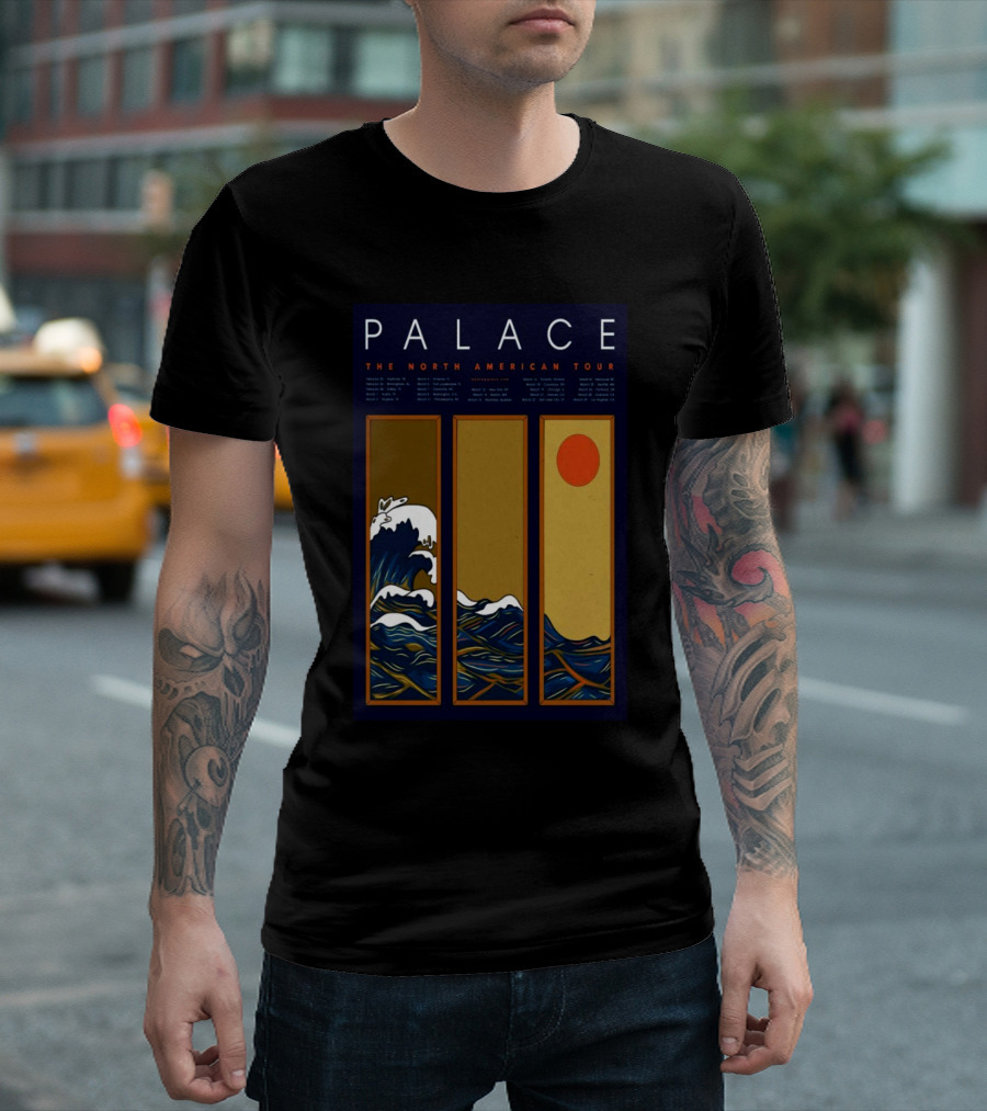 PALACE The North American Tour 2025 Ocean Wave and Rising Sun T-Shirt