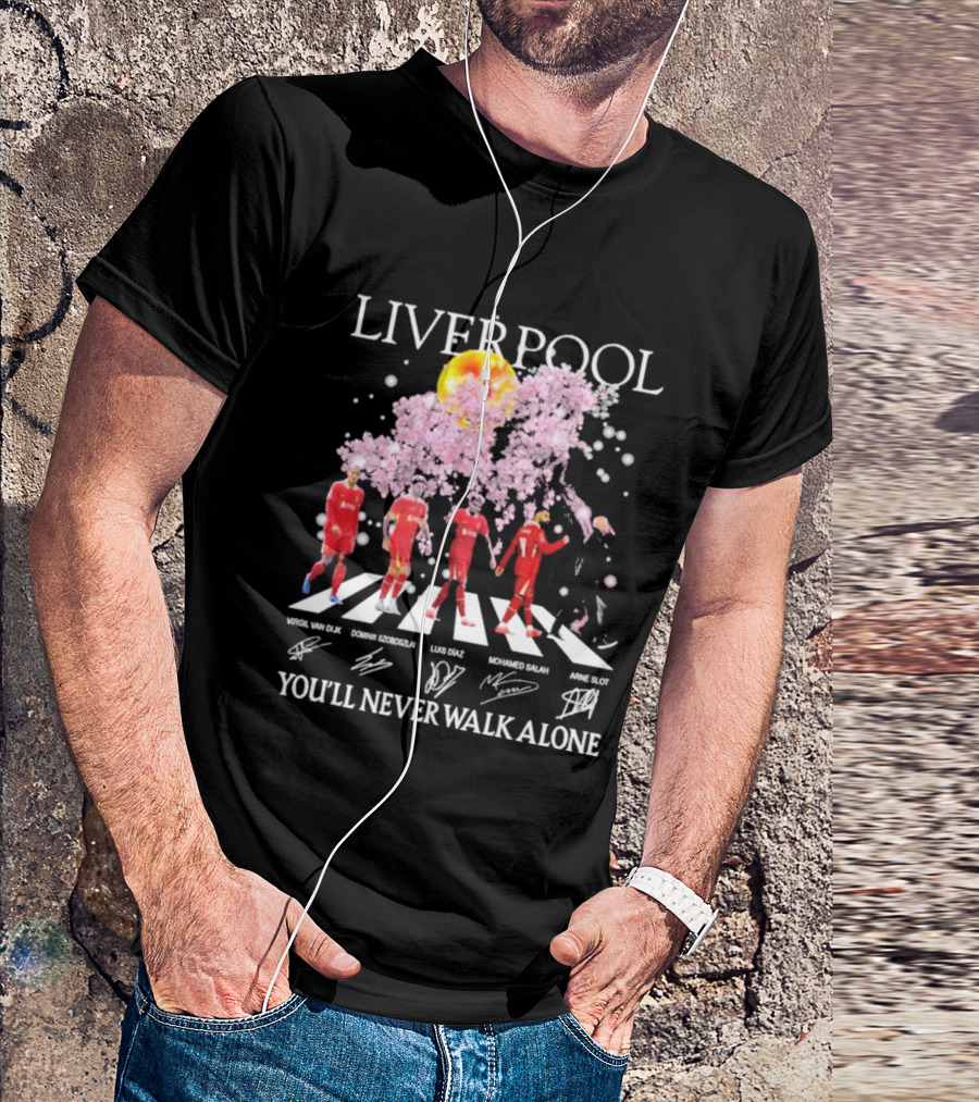 Liverpool You’ll Never Walk Alone Cherry Blossoms Bloom Virgil Van Dijk Dominik Szoboszlai Luis Diaz Mohamed Salah Arne Slot T-Shirt