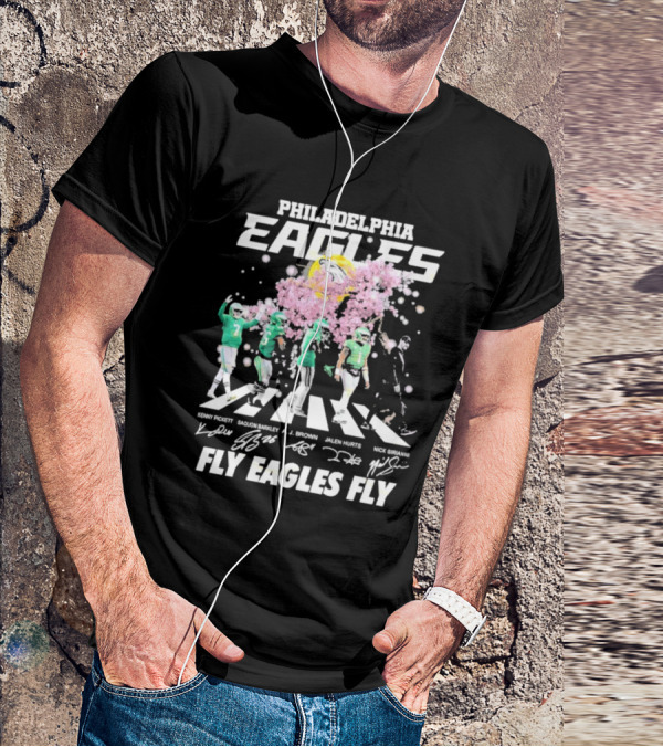Philadelphia Eagles Fly Eagles Fly Kenny Pickett Saquon Barkley A.J. Brown Jalen Hurts Nick Sirianni Signatures T-Shirt