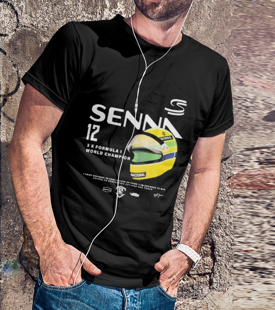 Senna 12 3x Formula 1 World Champion Driven To Perfection São Paulo Helmet T-Shirt