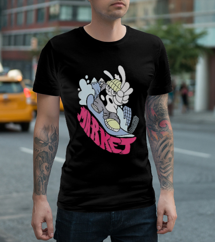 Shibuya Shred Market Snowboarding Rabbit Cartoon T-Shirt
