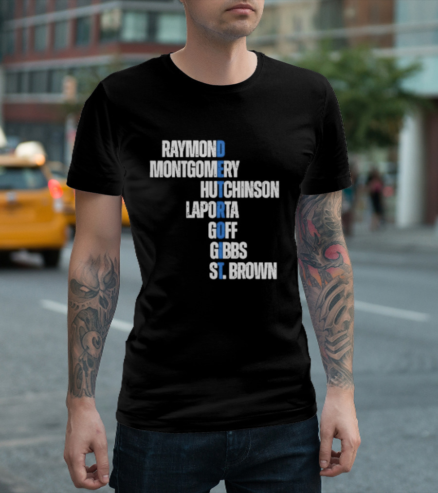 Raymond Montgomery Hutchinson Laporta Goff Gibbs St Brown Detroit Lions Football T-Shirt