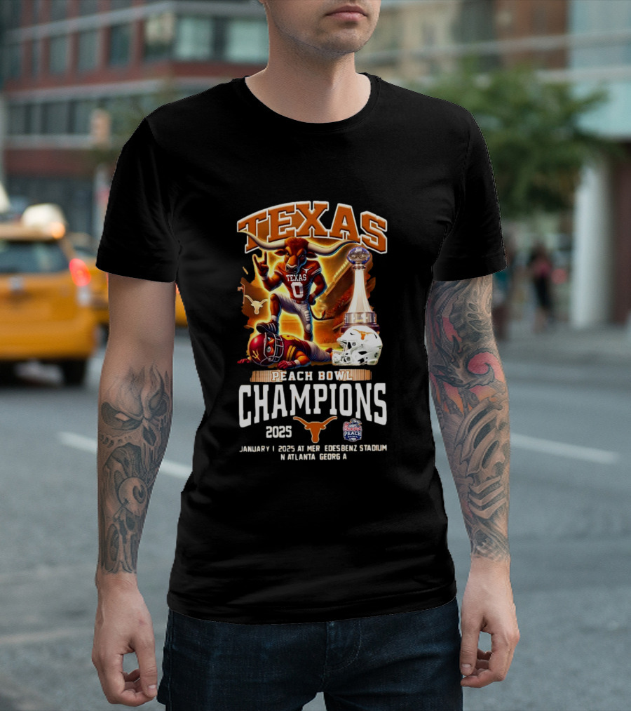 Texas Peach Bowl Champions 2025 January 1 Mercedes-Benz Stadium Atlanta Georgia Fans T-Shirt