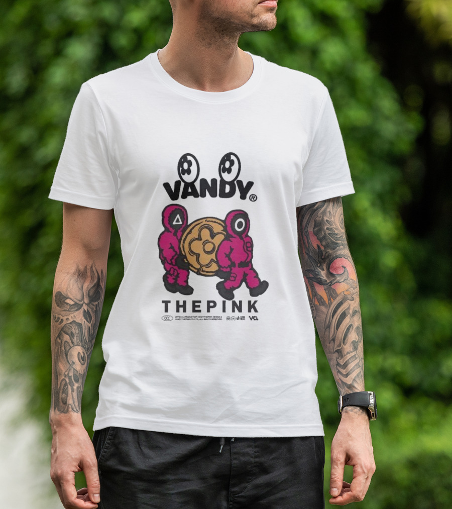 Squid Game X Vandythepink Soldiers Vandy The Pink Collaboration Featuring Iconic Candy T-Shirt